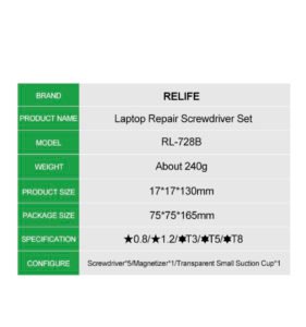 RELIFE 2D STURDY LAPTOP REPAIR SCREWDRIVER SET RL-728B